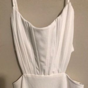 Hallie White Formal High Slit Corset Dress
